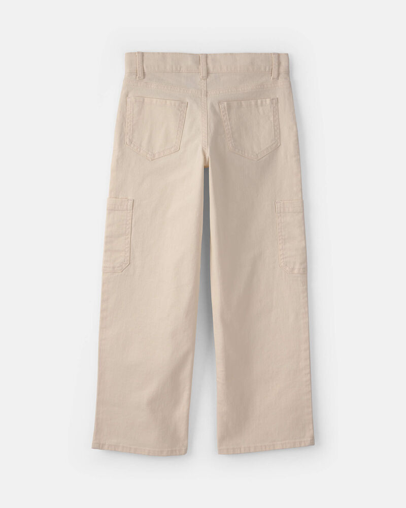 Girls Straight-Leg Cargo Jeans - Cream, image 2 of 5 slides