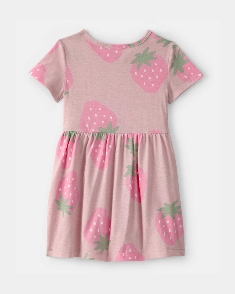 Toddler Girl Strawberry Short-Sleeve Dress - Pink, image 2 of 4 slides