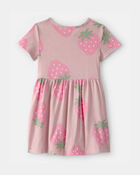 Toddler Girl Strawberry Short-Sleeve Dress - Pink, image 2 of 4 slides