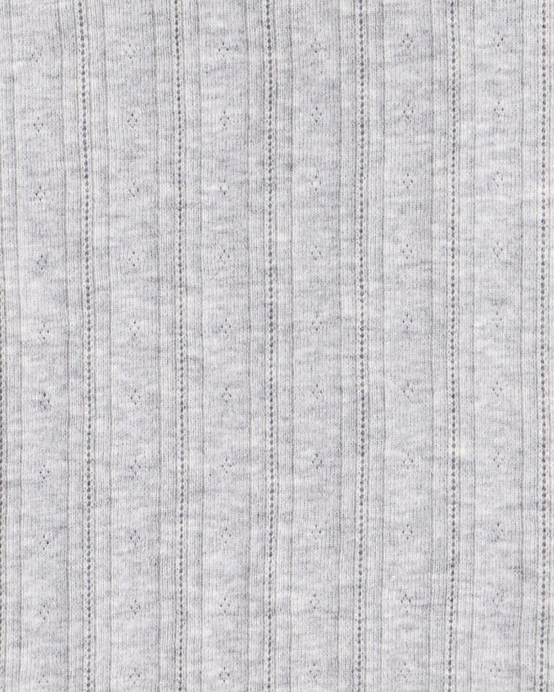 Girls Pointelle Long-Sleeve Top - Grey, image 3 of 4 slides