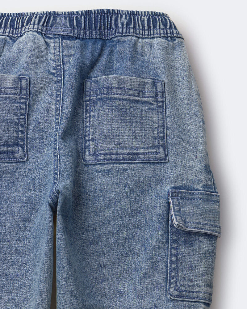 Toddler Denim Cargo Joggers in Avenue Wash - Blue, image 7 of 7 slides