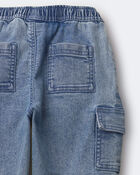 Toddler Denim Cargo Joggers in Avenue Wash - Blue, image 7 of 7 slides