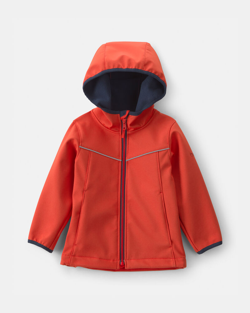 Toddler Boy Water-Activated Rain Jacket- Orange /Red, image 1 of 4 slides