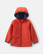 Toddler Boy Water-Activated Rain Jacket- Orange /Red, image 1 of 4 slides