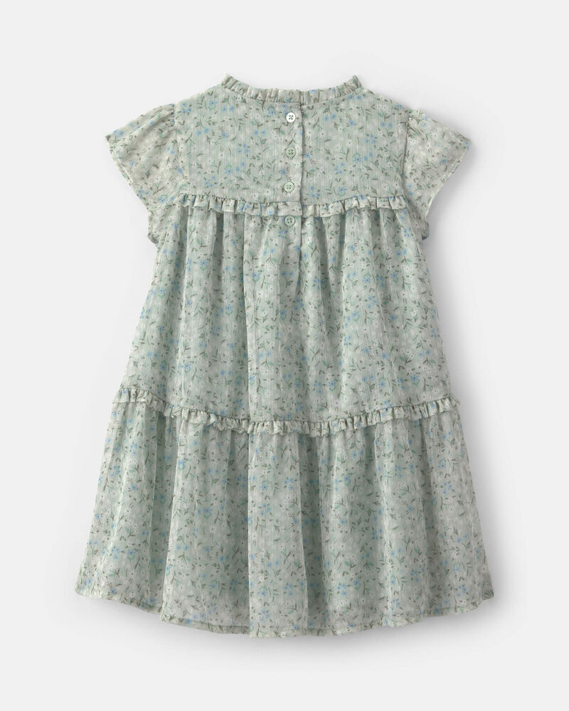 Toddler Girl Floral Occasion Dress - Green, image 2 of 4 slides