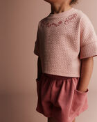 Tout-petit fille - T-shirt &agrave; coupe asym&eacute;trique et manches chauve-souris - P&ecirc;che, image 3 sur 5 diapositives