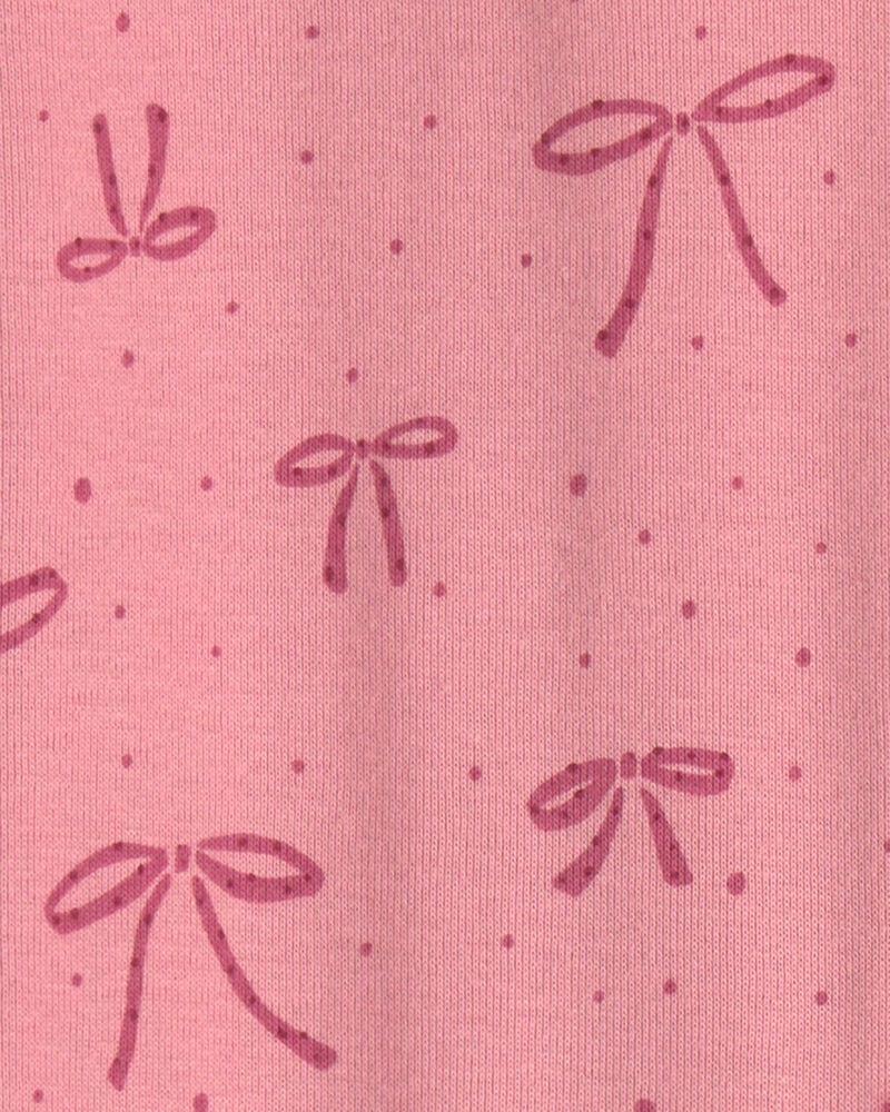 Toddler Girl 1-Piece Bows 100% Cotton Snug Fit Footed Pyjama - Pink, image 4 of 5 slides