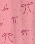 Toddler Girl 1-Piece Bows 100% Cotton Snug Fit Footed Pyjama - Pink, image 4 of 5 slides