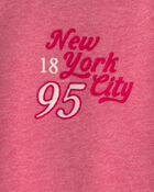 Girls 'New York City 95' French Terry Pullover Sweatshirt - Pink/Red, image 2 of 4 slides