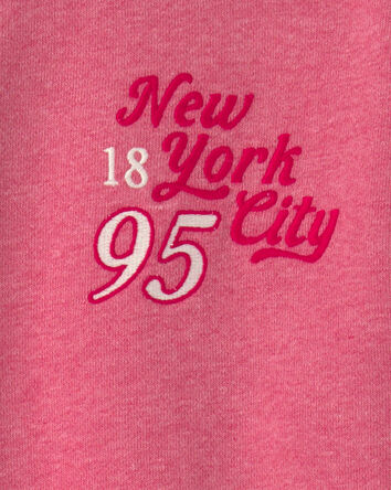 Girls 'New York City 95' French Terry Pullover Sweatshirt - Pink/Red, 