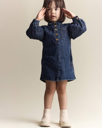 Tout-petit fille - Robe à manches volantées - Bleu, 