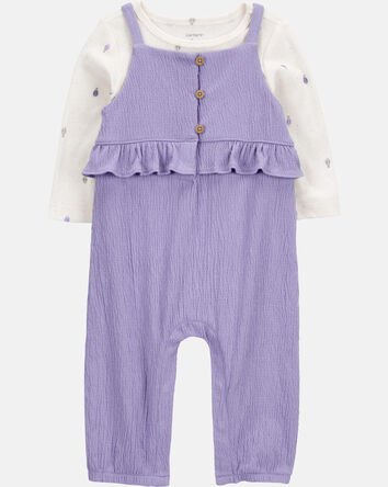 Baby Girl 2-Piece Long-Sleeve Tee & Coverall Set, 