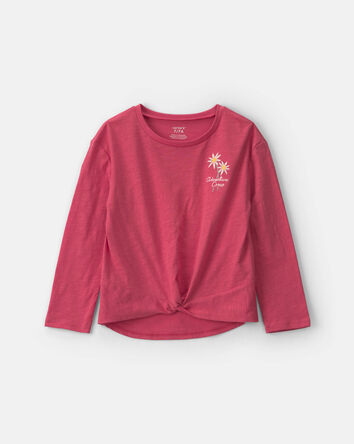 Filles - Haut manches longues &agrave; motif floral - Rouge, 