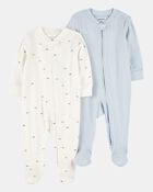 Baby Boy 2-Pack 2-Way Zip Cotton Sleeper, image 1 of 4 slides