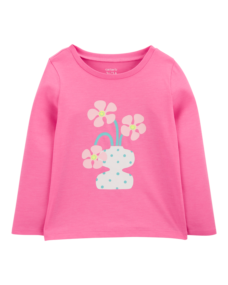 Toddler Girl Flower Cotton Blend Graphic Tee, image 1 of 3 slides
