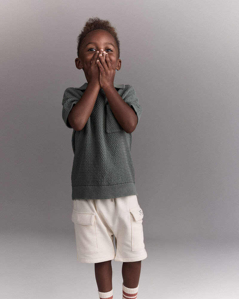 Toddler Boy Johnny Collared Polo - Olive, image 3 of 6 slides