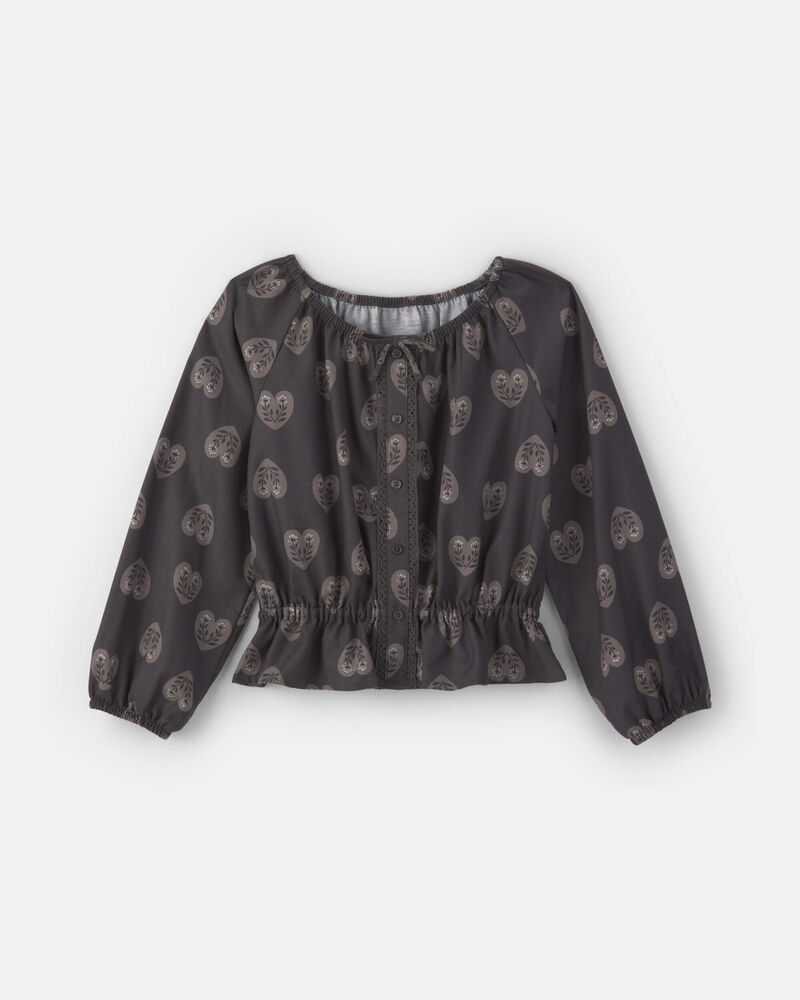 Filles - Haut manches longues &agrave; motif c&oelig;ur &ndash; Noir, image 1 sur 2 diapositives