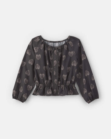 Filles - Haut manches longues &agrave; motif c&oelig;ur &ndash; Noir, 