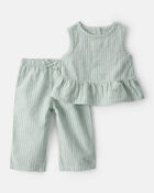 Baby Girl 2-Piece Sleeveless Tee & Pant Set - Green, image 1 of 3 slides