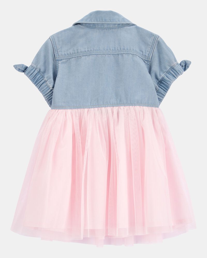 B&eacute;b&eacute; Robe chemise en denim &agrave; jupe en tulle, image 2 sur 3 diapositives