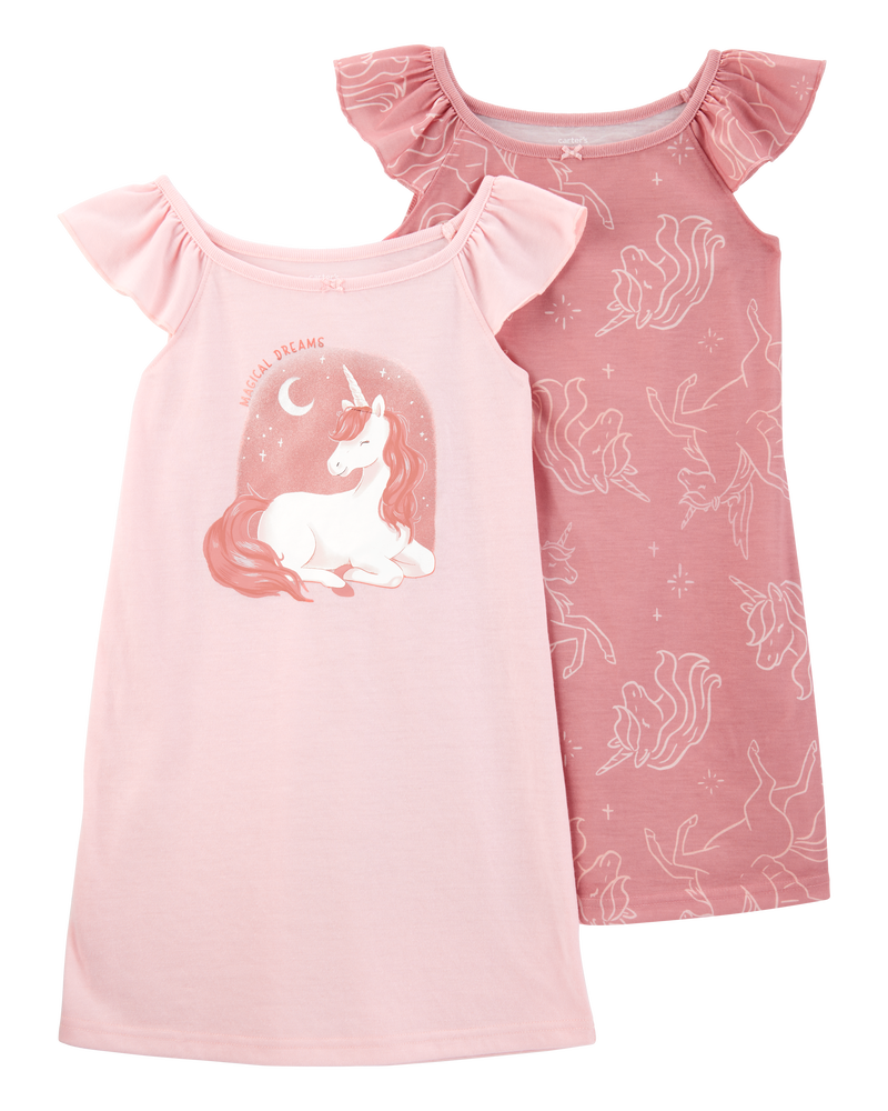Kid 2-Pack Unicorn Nightgowns, image 1 of 4 slides