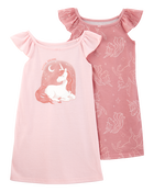 Kid 2-Pack Unicorn Nightgowns, image 1 of 4 slides