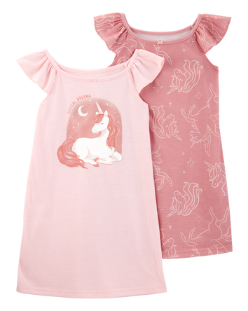 Kid 2-Pack Unicorn Nightgowns, 