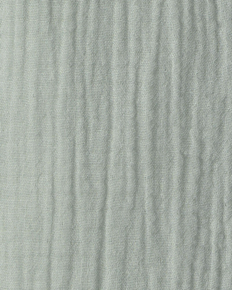 Baby Boy Organic Cotton Gauze Romper in Meadow Green, image 4 of 5 slides