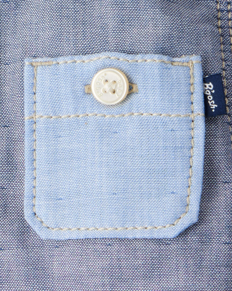 B&eacute;b&eacute; gar&ccedil;on - Chemise &agrave; manches longues avec capuchon en chambray - Bleu, image 3 sur 3 diapositives