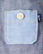 B&eacute;b&eacute; gar&ccedil;on - Chemise &agrave; manches longues avec capuchon en chambray - Bleu, image 3 sur 3 diapositives
