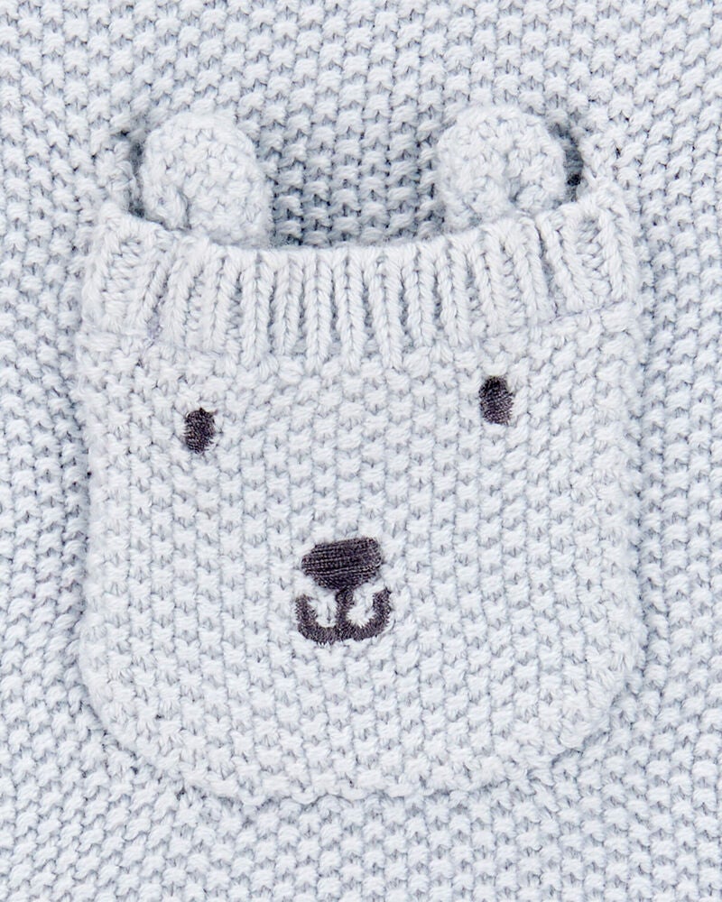 Baby Solid Cotton Romper - Blue, image 2 of 3 slides