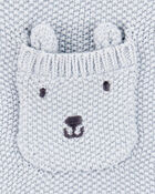 Baby Solid Cotton Romper - Blue, image 2 of 3 slides