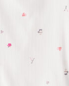 Girls Cafe-Print Ribbed Top - Ivory, image 2 of 3 slides