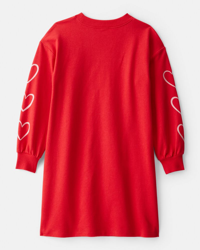 Girls Heart French Terry Dress - Red, image 3 of 5 slides