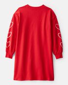 Girls Heart French Terry Dress - Red, image 3 of 5 slides