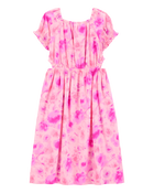 Jeune Robe maxi en imitation de lin teint sur nœuds - Rose, image 2 sur 4 diapositives