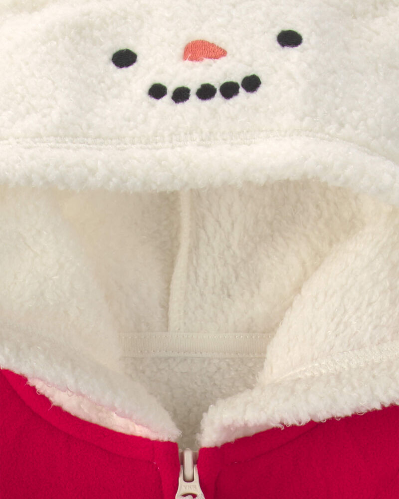 B&eacute;b&eacute; - Combinaison manches longues en molleton &agrave; th&egrave;me bonhomme de neige - Cr&egrave;me, image 3 sur 3 diapositives