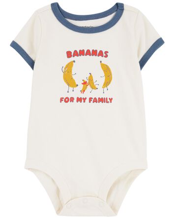 Bananas For My Family Cotton Bodysuit, 