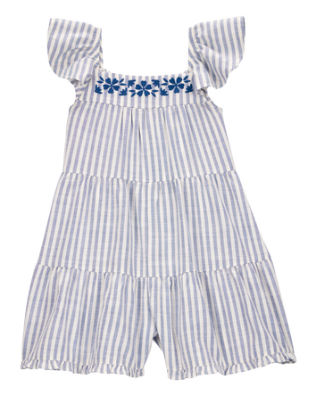 Toddler Striped Flutter Sleeve Romper, 