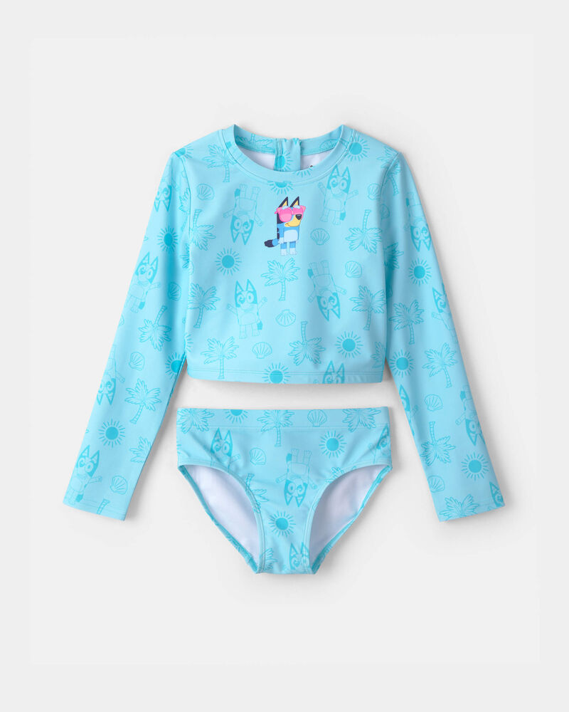 Girls 2-Piece Bluey&trade; Rashguard Swimsuit Set - Blue, image 1 of 4 slides