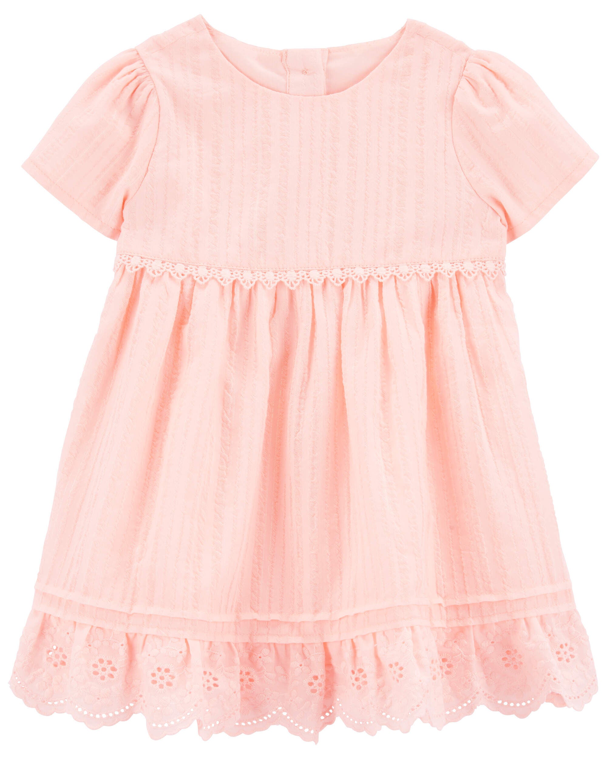 Pink Baby Eyelet Babydoll Dress Carter s Oshkosh Canada