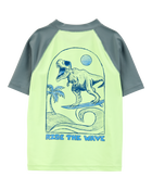 Boys Dinosaur Short-Sleeve Rashguard - Lime Green, image 2 of 5 slides