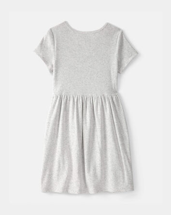 Girls Rib Short-Sleeve Dress - Grey, 