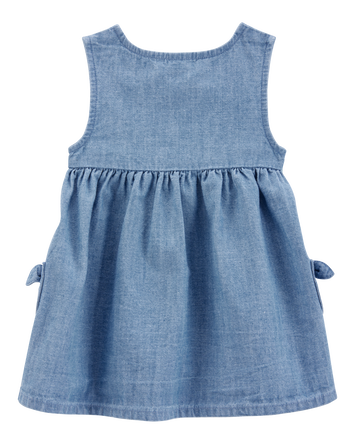 Baby Solid Cotton Dress - Blue, 