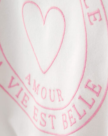 Filles - Chandail en jersey bouclette &laquo;More Amour&raquo; - Ivoire, 