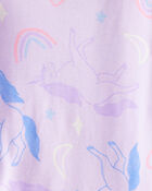 Toddler Girl Unicorn Print 100% Cotton Long-Sleeve 4-Piece pyjamas - Purple, image 2 of 4 slides