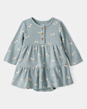 Baby Floral Thermal Bodysuit Dress, 