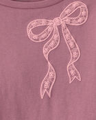 Girls Lace Bow Long-Sleeve Graphic Tee - Pink, image 3 of 4 slides