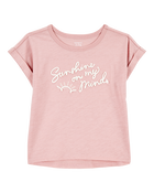 Kid Positive Messaging Short-Sleeve Fashion Top - Pink, image 1 of 3 slides