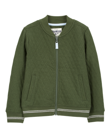 Toddler Solid Cotton Blend Quilted Jacket - Green, 